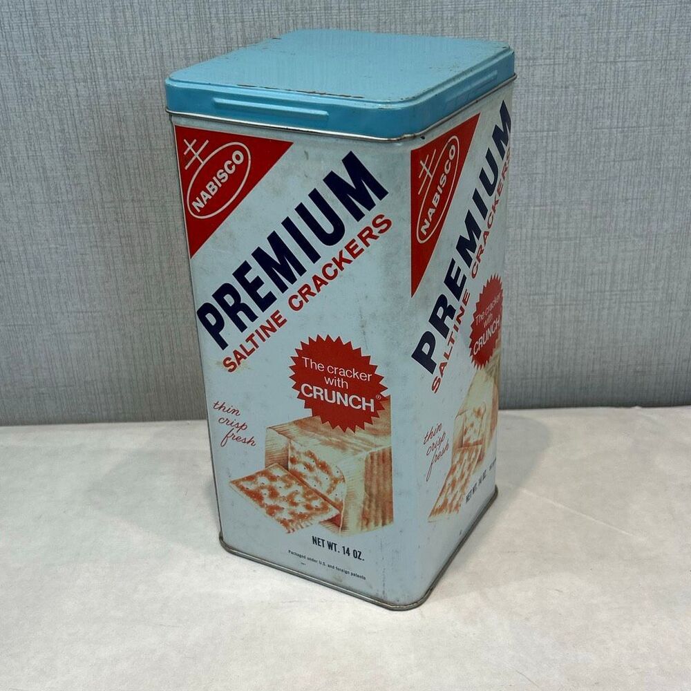 Vintage Cracker Canister Tin Premium Saltine Nabisco Box